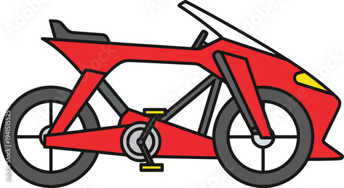 Futuristic Red Motorcycle Concept Design.