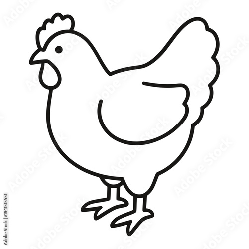 Outline Chicken with Comb UI Icon for App UI