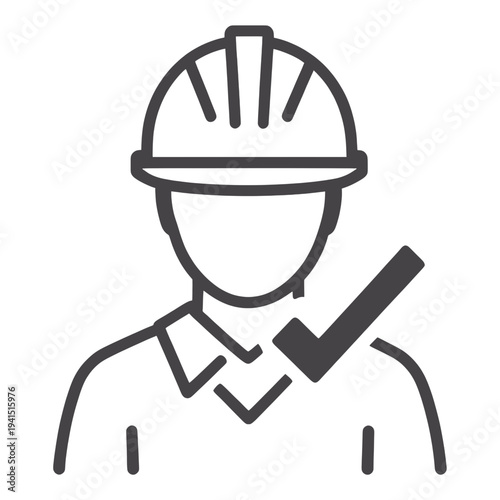 Outline Construction Worker With Check Mark UI Icon for App UI