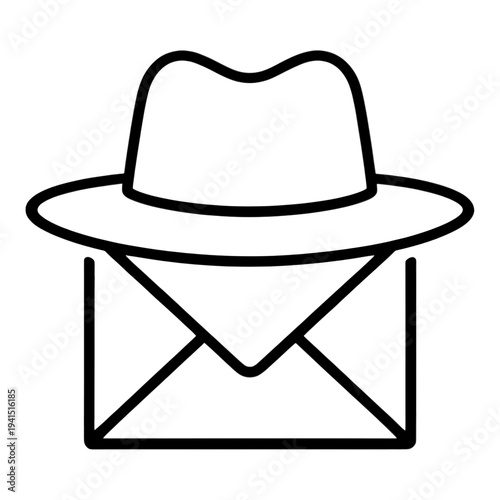 Outline Hat on Envelope UI Icon for App UI