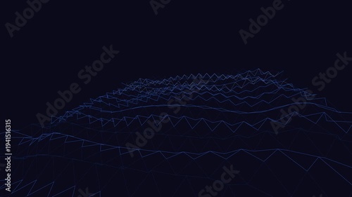 Wallpaper Mural Abstract dark blue digital landscape with glowing geometric patterns. Torontodigital.ca