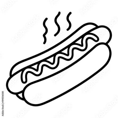 Outline Hot Dog with Steam UI Icon for App UI