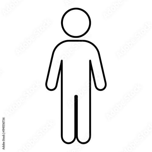 Outline Human Figure Icon for App UI with Rounded Corners