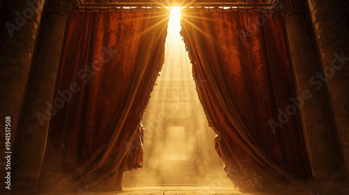 Torn Temple Veil – Symbol of Jesus’ Sacrifice and New Covenant.