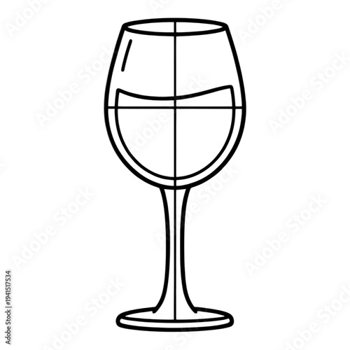 Outline Wine Glass with Cross Grid Pattern Line Icon for App UI