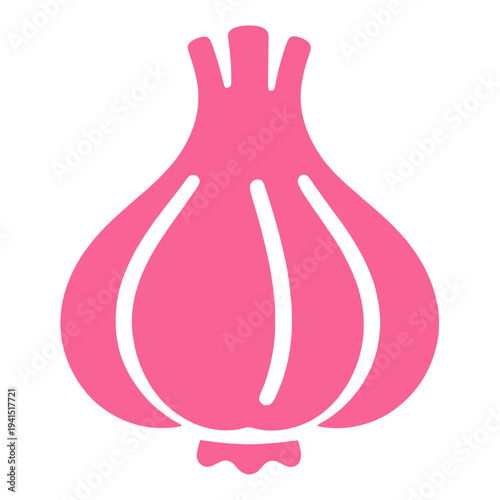 Pink Filled Garlic Clove Vector Icon for App UI with Outline Segments