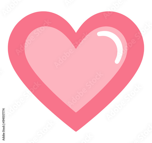 Pink Heart With Curved Notch Filled UI Icon for App UI