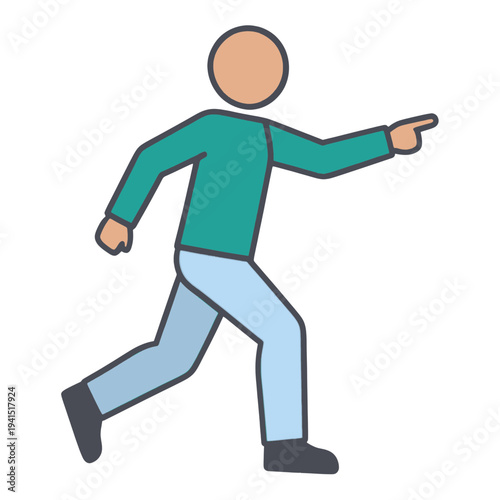 Running Person Pointing Right Vector Icon for App UI