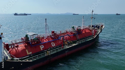 4K LPG tanker ship transporting gas fuel in the open sea