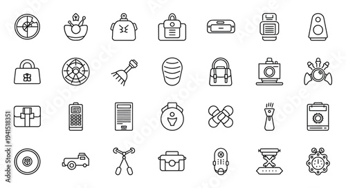 A collection of diverse icons representing various objects and activities