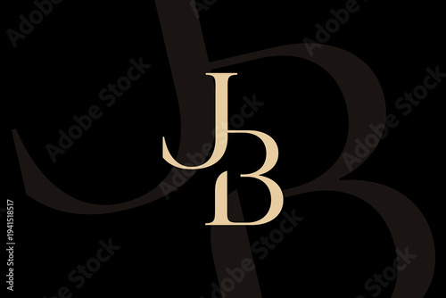 Tableau sur toile JB or BJ letter logo icon design