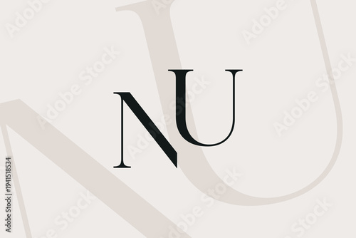 NU or UN letter logo icon design. Classic style luxury initials monogram.