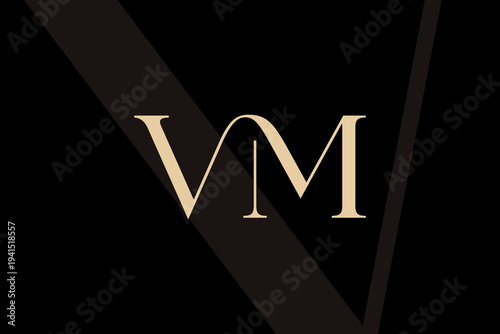 Tableau sur toile VM or MV letter logo icon design