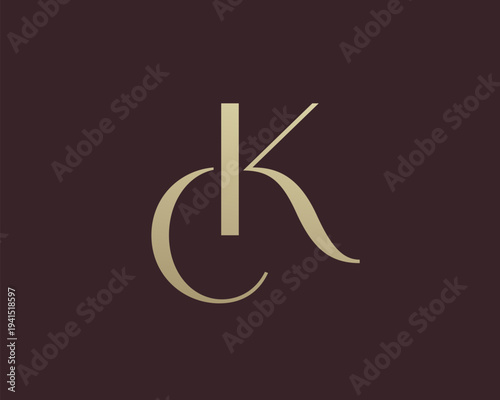 KC or CK letter logo icon design. Classic style luxury initials monogram.
