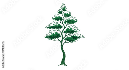 Stylized Green Tree Illustration with Artistic Design.