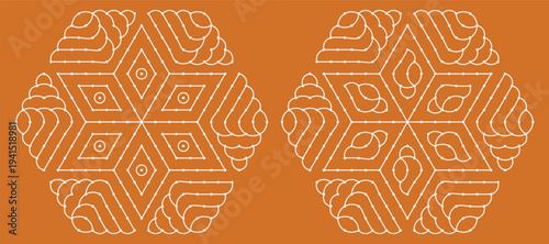 Set of dotted rangoli art. Indian home decor patterns.