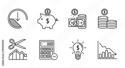 Diverse icons representing various aspects of finance and investment