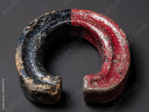 Vintage C-Shape Wooden Shoe Horn with Weathered Paint