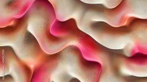 Abstract Digital Waves of Pink and White with Subtle Gradients and Textures