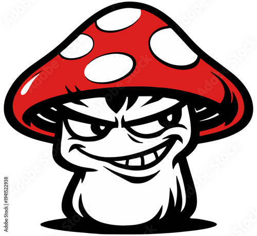 A suspicious mushroom character with a mischievous meme personality. The strange expression creates a funny and slightly chaotic vibe perfect for modern meme merch.