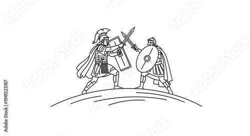 Ancient Warriors Clash: Roman Soldier vs. Barbarian in Epic Battle Illustration