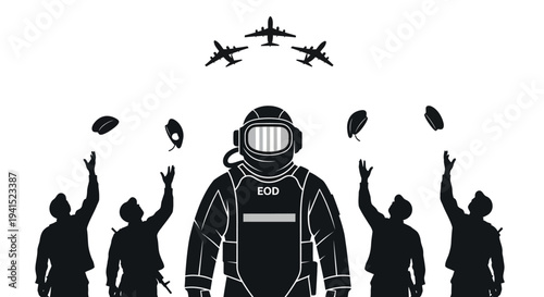 EOD Hero Honored by Military and Air Force Jets in Silhouette