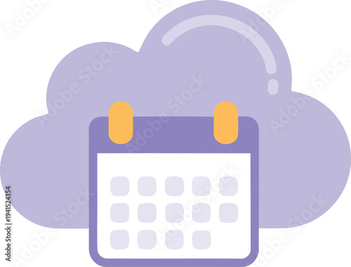 Cloud Calendar Icon Representing Online Scheduling and Digital Planning Services, Isolated Vector Illustration on White Background