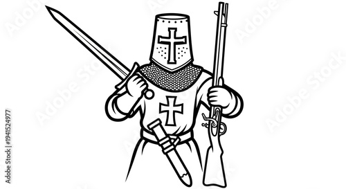 Crusader Knight with Sword and Musket