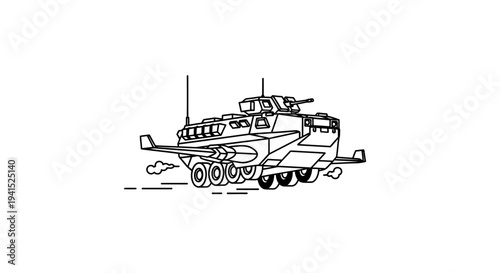 Futuristic Armored Vehicle with Wings for Air and Ground Travel