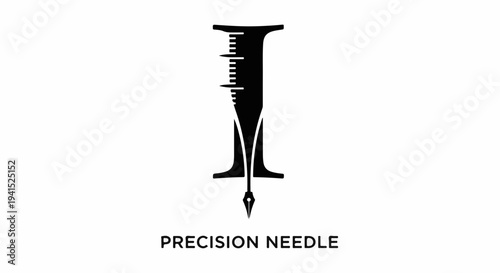 Elegant fountain pen nib seamlessly integrated into a medical syringe symbol, representing precision in healthcare or writing.