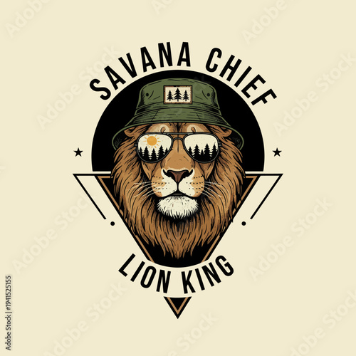 Lion King Logo with Sunglasses and Cap.