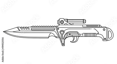 Futuristic Combat Knife with Scope and Tactical Design