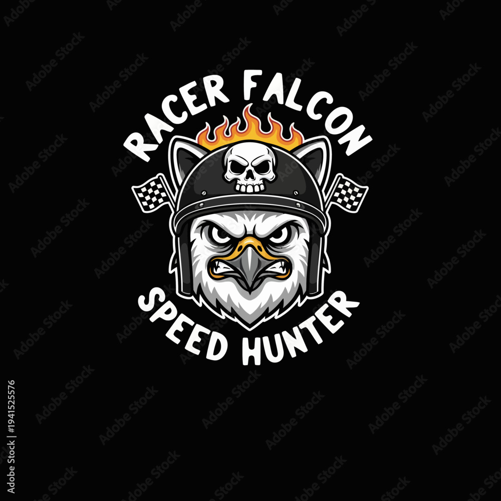 Fototapeta premium Racing Falcon Bird Logo Design Illustration.