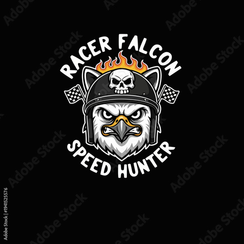 Racing Falcon Bird Logo Design Illustration.
