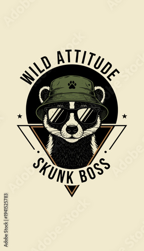 Skunk Boss Animal Graphic Design Logo.