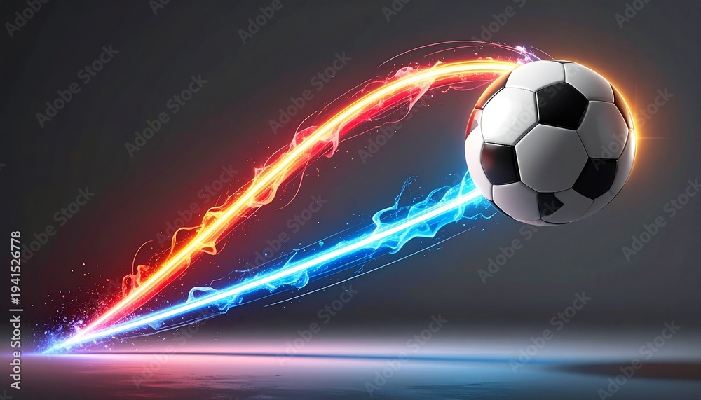 Fototapeta premium soccer ball with light trail on a gradient background