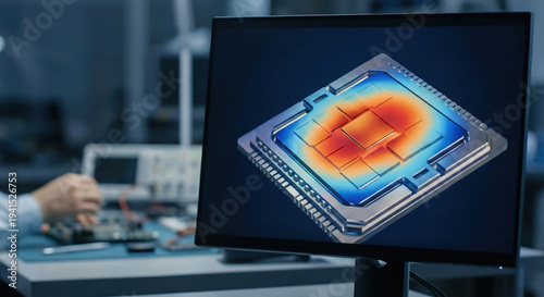 Next gen engineering solution simulation digital twin thermal mapping of microchip design conveying innovation and precision in laboratory research