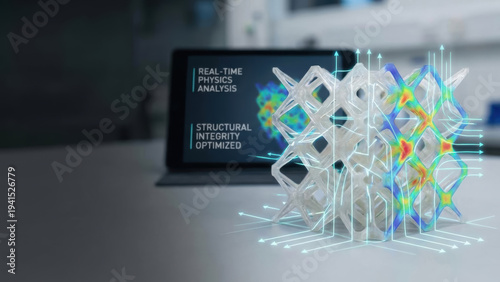 Next gen engineering solution simulation digital twin lattice prototype desk with real time physics analysis and structural integrity optimized