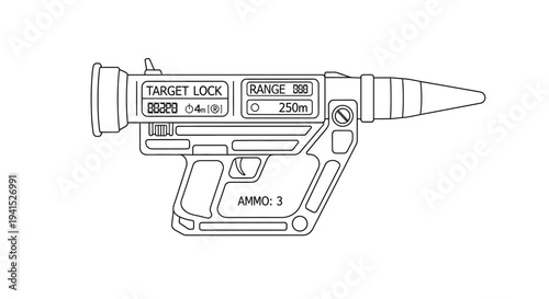 Futuristic Weapon Concept: Sci-Fi Blaster with Targeting System and Ammo Counter