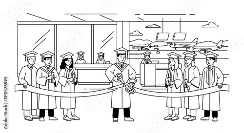 Graduates Cut Ribbon at Airport Opening Ceremony