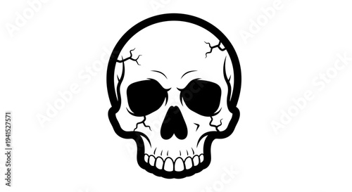 Skull Graphic with Cracked Detail and Dark Eye Sockets