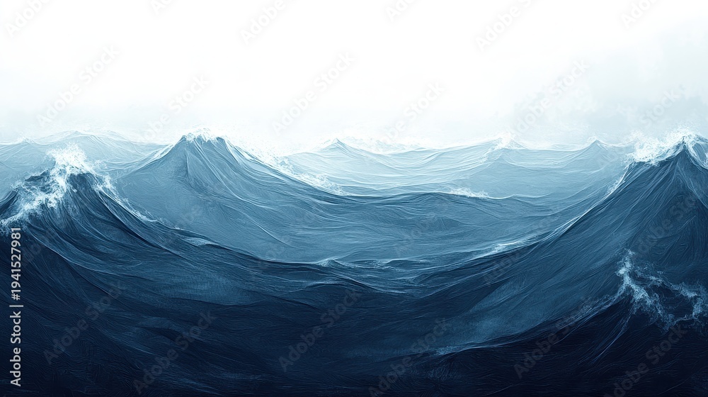 Fototapeta premium Dynamic Deep Blue Ocean Waves Crashing With Powerful Motion Showcasing Untamed Beauty