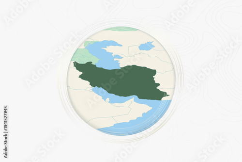Stylized Map of Iran with Neighboring Areas.