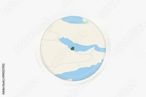 Stylized Map of Qatar with Neighboring Areas.