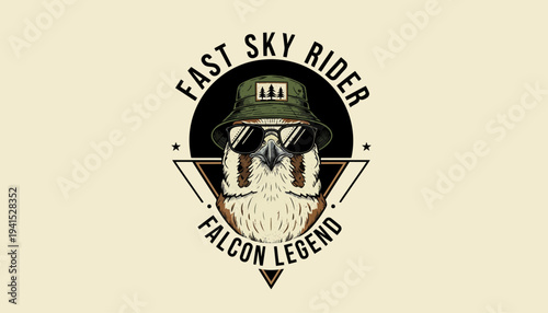 Vintage Style Bearded Man Wearing Helmet.