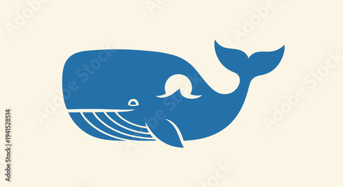 Blue Whale Illustration Simple Design Element 1.