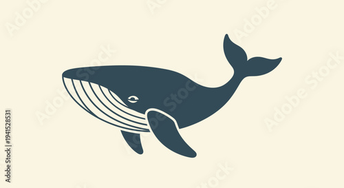 Blue Whale Illustration Simple Design Element 2.