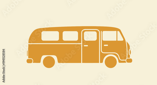Classic Camper Van Illustration Side View.