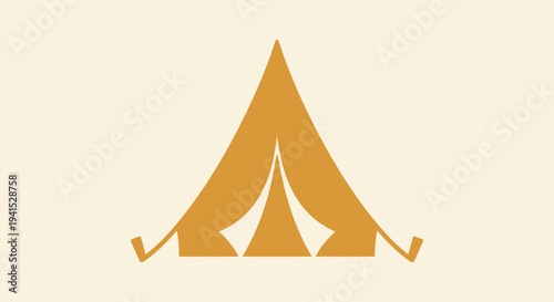 Golden Tent Icon Camping Symbol.