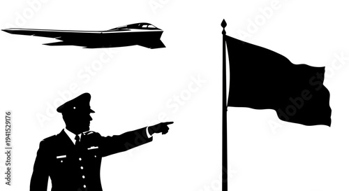 Military Officer Directs Stealth Bomber and Black Flag